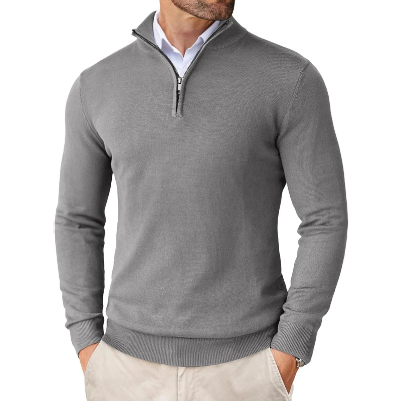Men's Quarter Zip Up Sweaters Slim Fit Lightweight Mock Neck Pullover Casual Sweaters Half Turtleneck Knitted Outdoor Streetwear