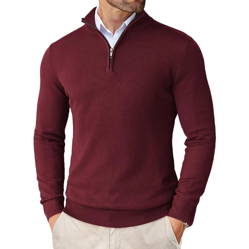 Men's Quarter Zip Up Sweaters Slim Fit Lightweight Mock Neck Pullover Casual Sweaters Half Turtleneck Knitted Outdoor Streetwear