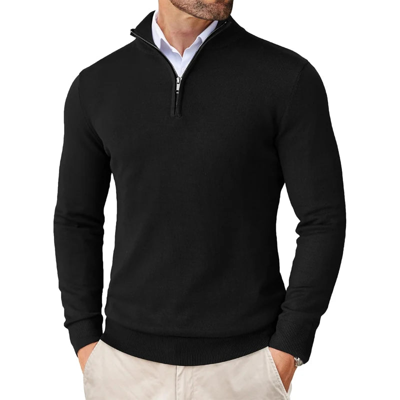 Men's Quarter Zip Up Sweaters Slim Fit Lightweight Mock Neck Pullover Casual Sweaters Half Turtleneck Knitted Outdoor Streetwear